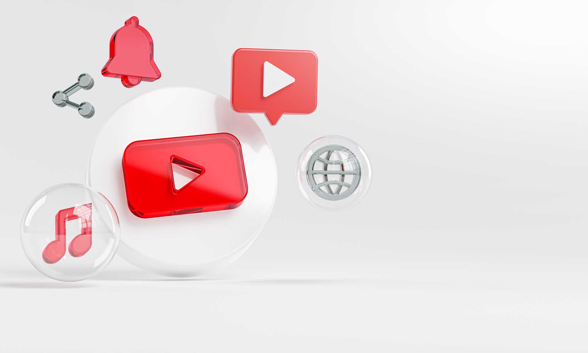 youtube acrylic glass logo social media icons copy space 3d